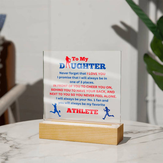 To My Daughter / No. 1 Athlete / Gift from Mom / Gift from Dad / Acrylic Plaque with LED light