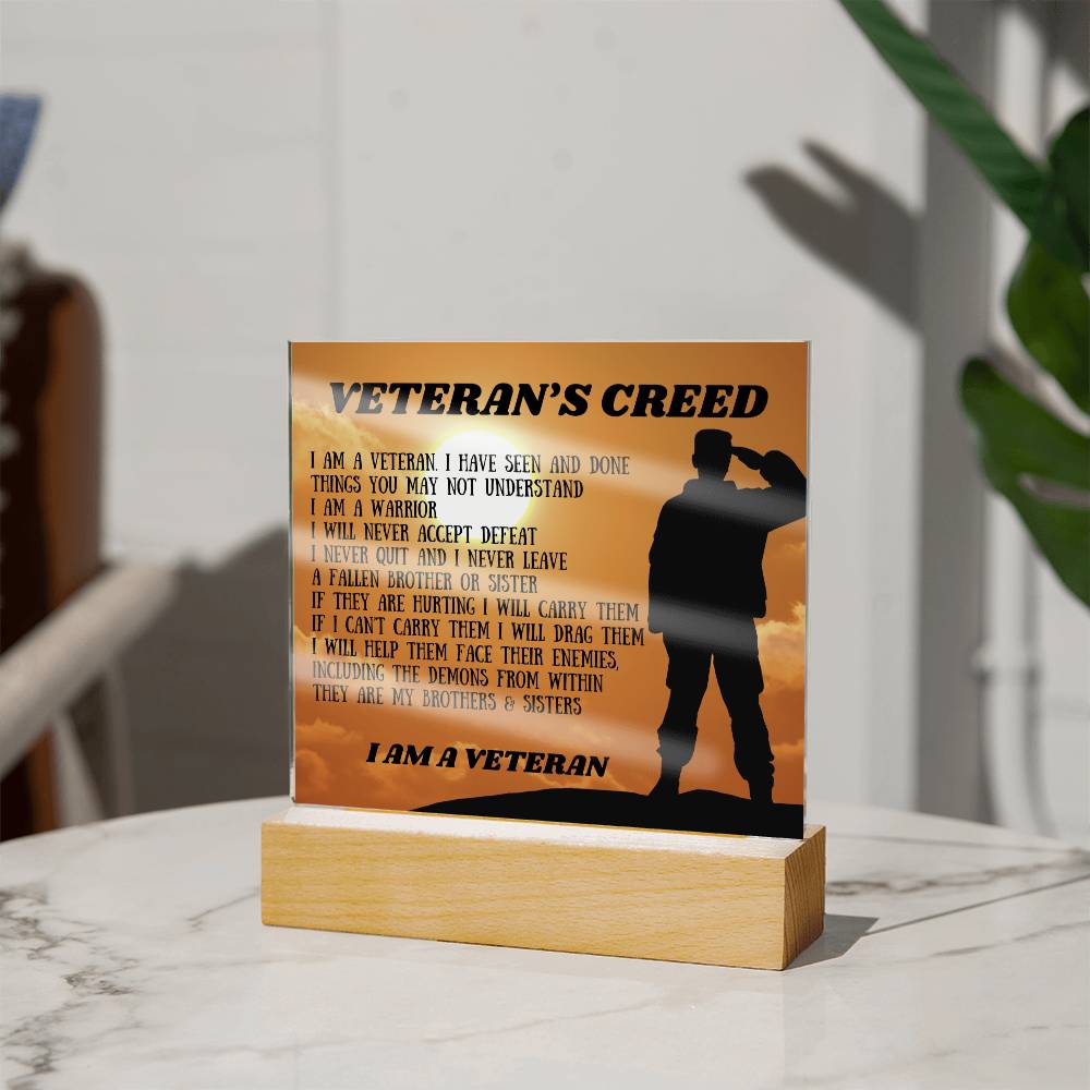 Veteran's Creed Acrylic Plaque