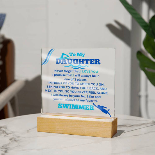 To My Daughter / No. 1 Swimmer / Gift from Mom / Gift from Dad / Acrylic Plaque with LED light