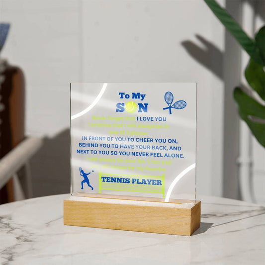 To My Son / No. 1 Tennis Player / Gift from Mom / Gift from Dad / Acrylic Plaque with LED light