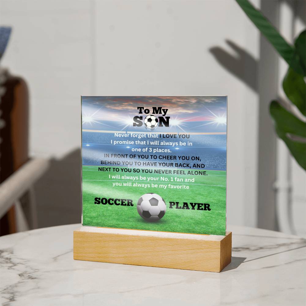 To My Son / No. 1 Soccer Player / Gift from Mom / Gift from Dad / Acrylic Plaque with LED light