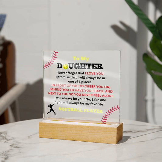 To My Daughter / No. 1 Softball Player / Gift from Mom / Gift from Dad / Acrylic Plaque with LED light