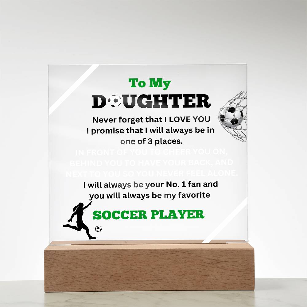 To My Daughter / No.1 Soccer Player / Gift from Mom / Gift from Dad / Acrylic Plaque with LED light