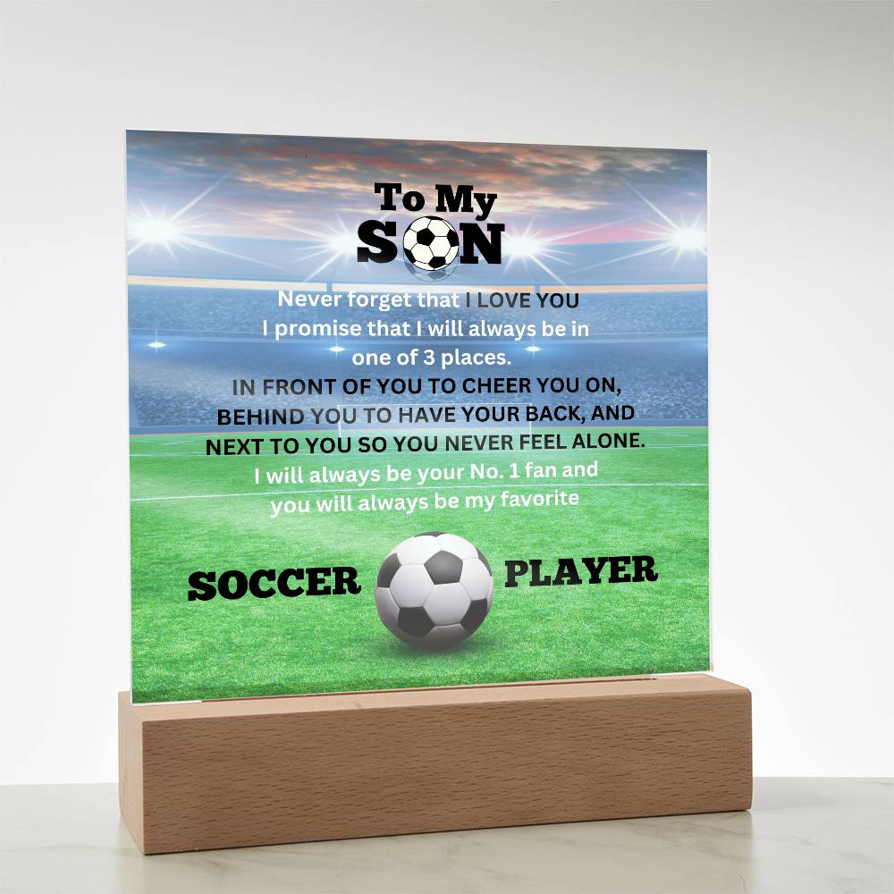 To My Son / No. 1 Soccer Player / Gift from Mom / Gift from Dad / Acrylic Plaque with LED light