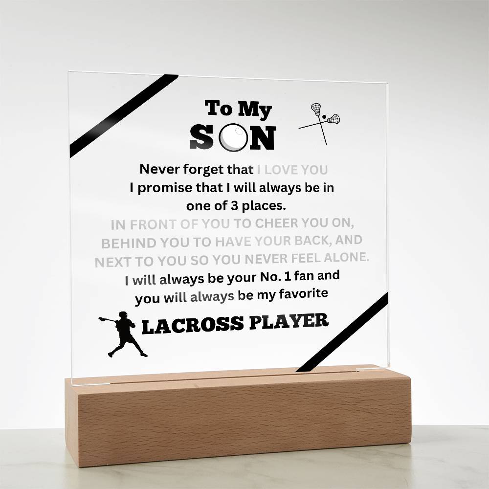 To My Son / No.1 LaCross Player / Gift from Mom / Gift from Dad / Acrylic Plaque with LED light