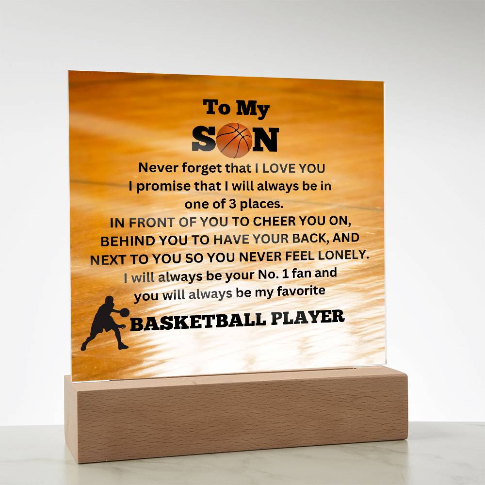 To My Son / No.1 Basketball Player / Gift from Mom/ Gift from Dad/ Square Acrylic Plaque with LED light