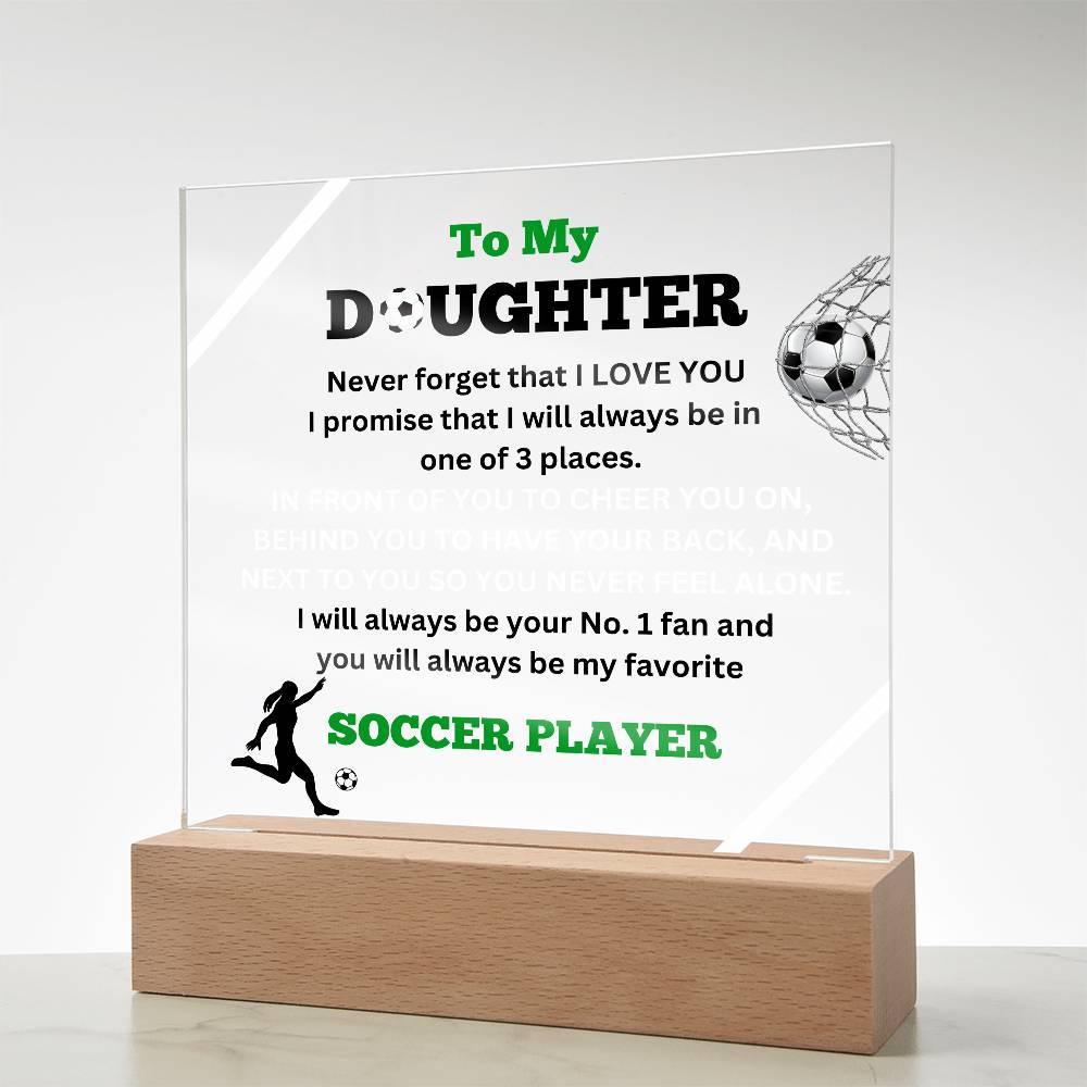 To My Daughter / No.1 Soccer Player / Gift from Mom / Gift from Dad / Acrylic Plaque with LED light