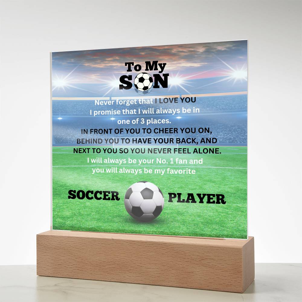 To My Son / No. 1 Soccer Player / Gift from Mom / Gift from Dad / Acrylic Plaque with LED light