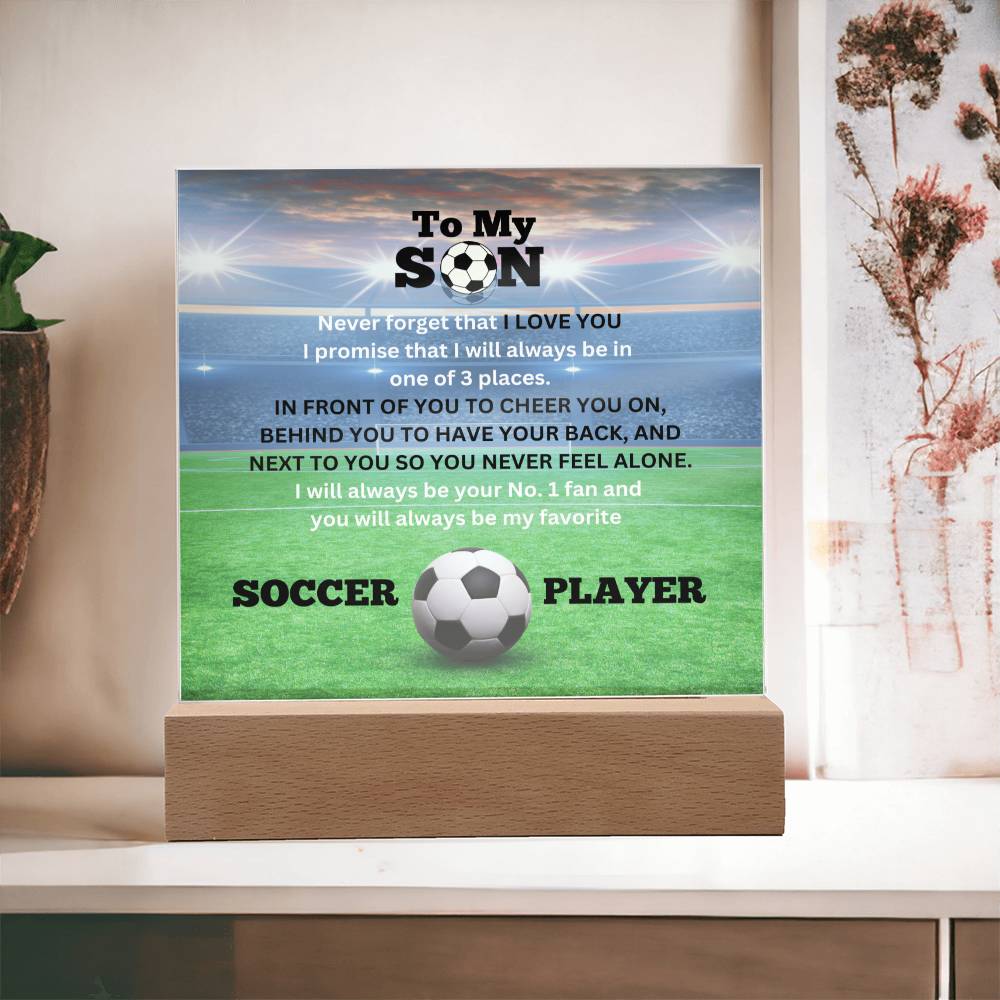 To My Son / No. 1 Soccer Player / Gift from Mom / Gift from Dad / Acrylic Plaque with LED light