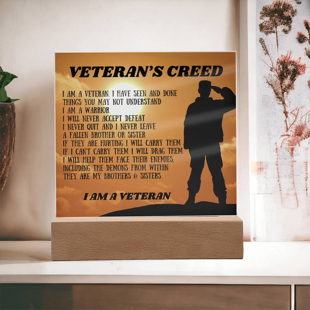 Veteran's Creed Acrylic Plaque