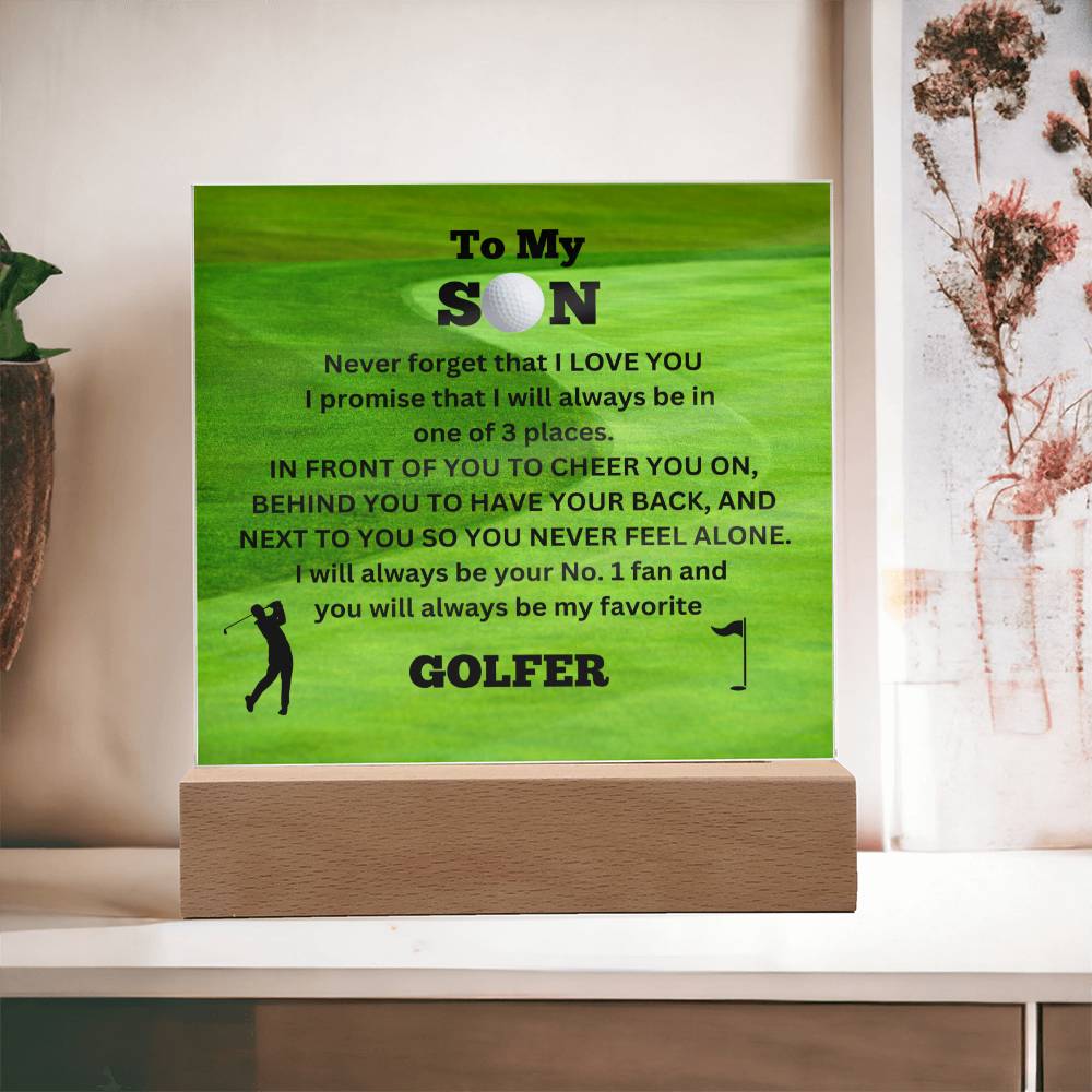 To My Son / No.1 Golfer / Gift from Mom / Gift from Dad / Acrylic Plaque with LED light