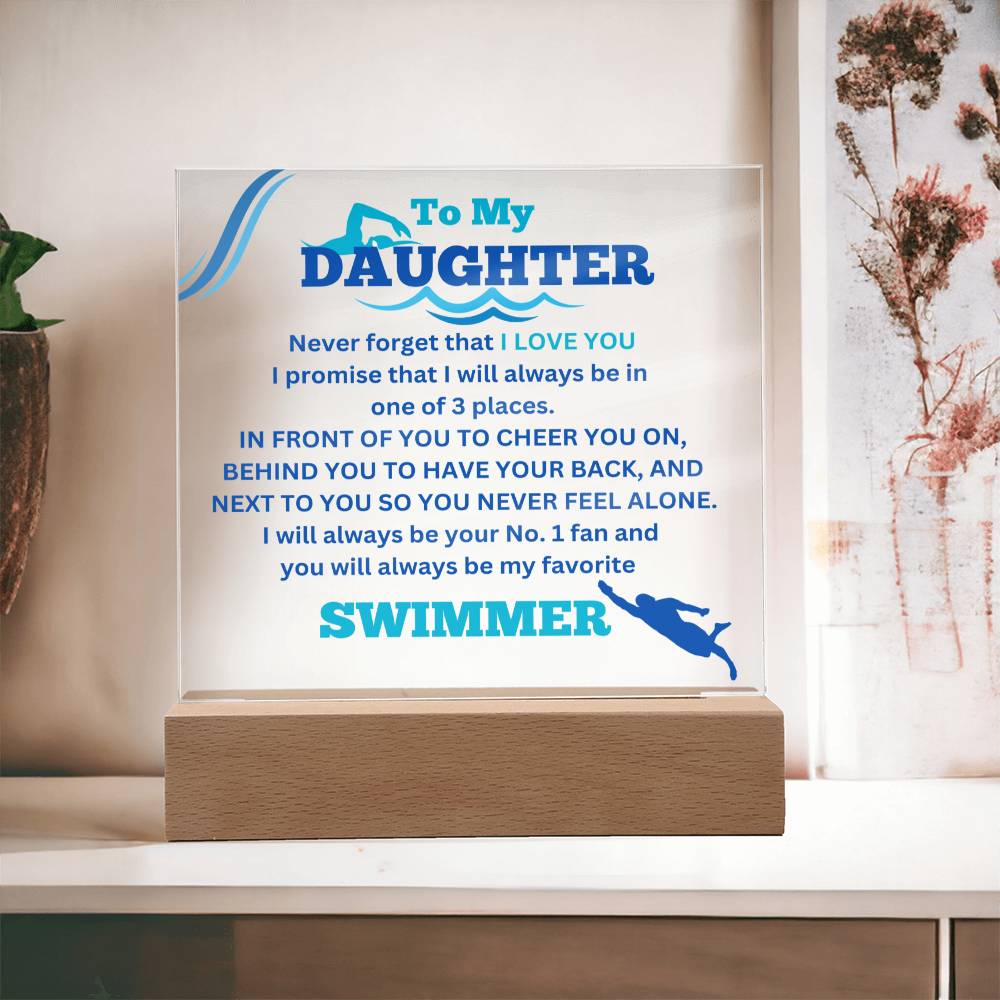 To My Daughter / No. 1 Swimmer / Gift from Mom / Gift from Dad / Acrylic Plaque with LED light