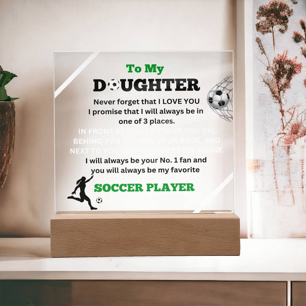 To My Daughter / No.1 Soccer Player / Gift from Mom / Gift from Dad / Acrylic Plaque with LED light