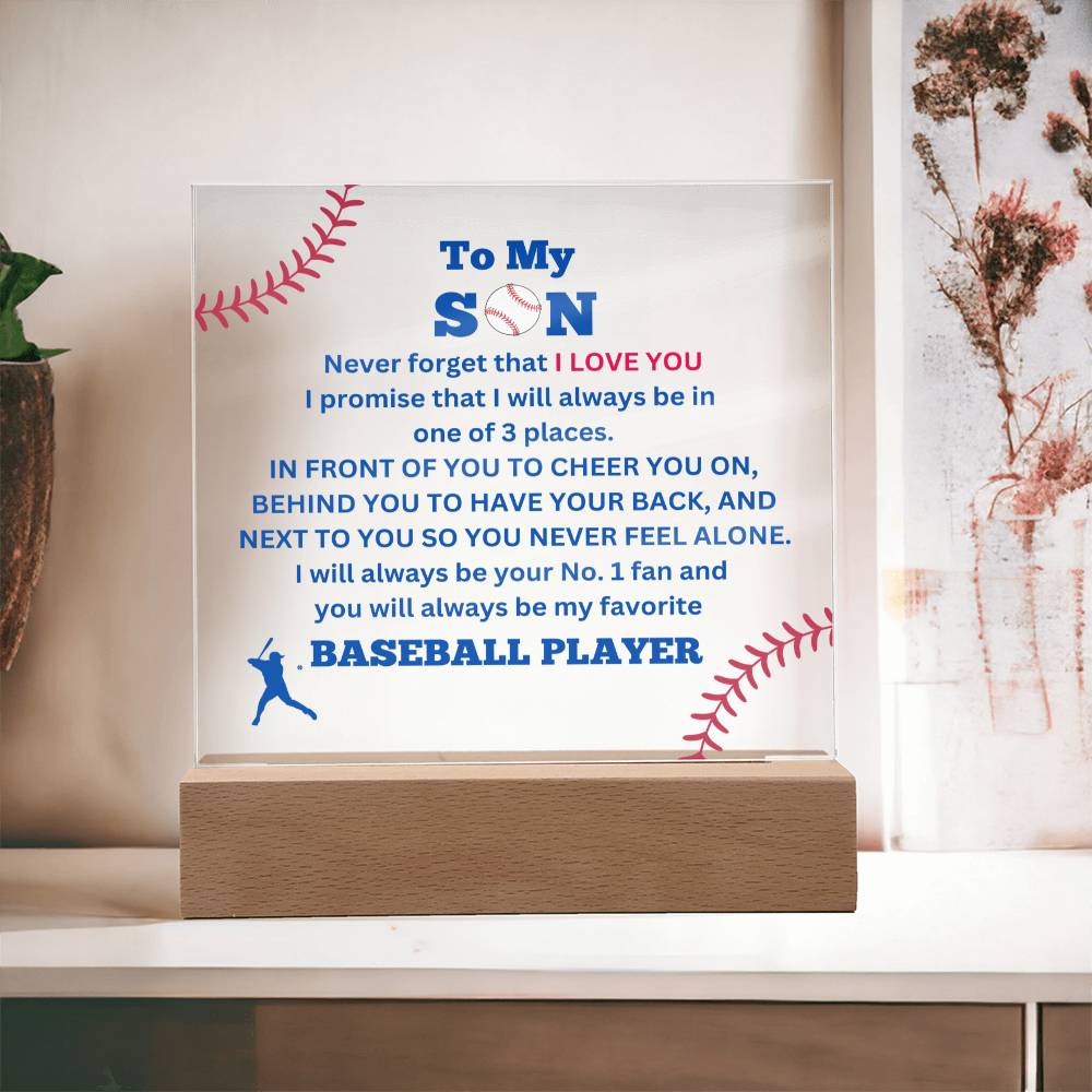 To My Son / No. 1 Baseball Player / Gift from Mom / Gift from Dad / Acrylic Plaque with LED light