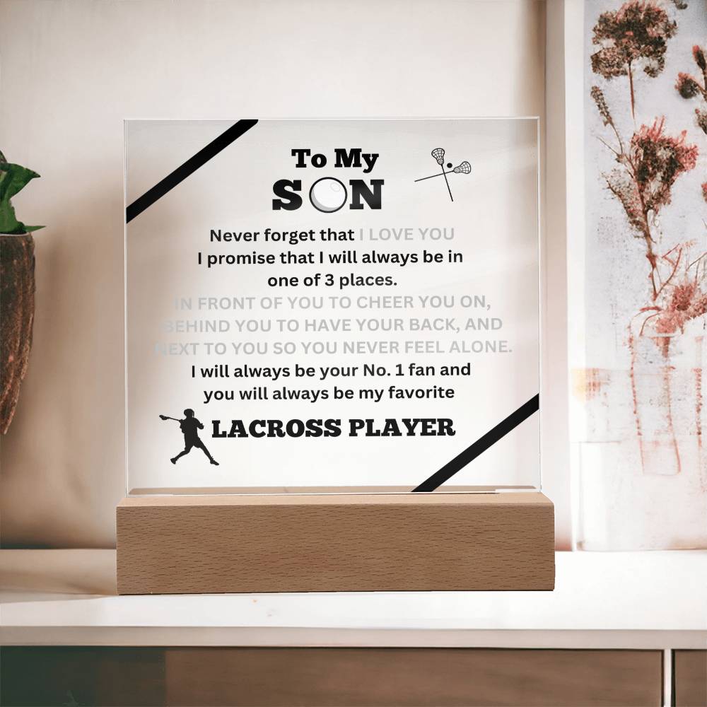 To My Son / No.1 LaCross Player / Gift from Mom / Gift from Dad / Acrylic Plaque with LED light