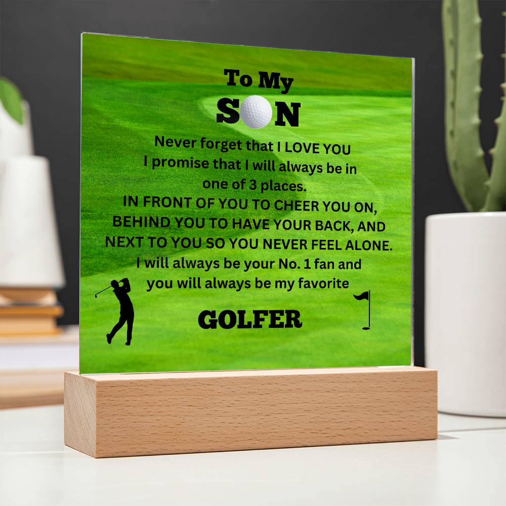 To My Son / No.1 Golfer / Gift from Mom / Gift from Dad / Acrylic Plaque with LED light