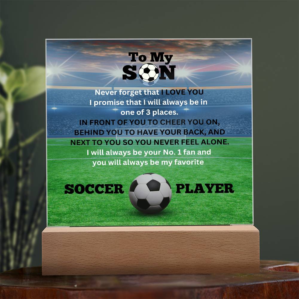 To My Son / No. 1 Soccer Player / Gift from Mom / Gift from Dad / Acrylic Plaque with LED light