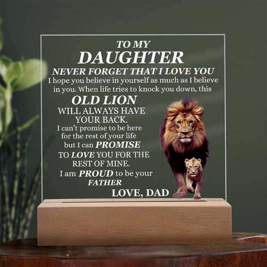 To My Daughter / This Old Lion / Acrylic Plaque with LED light