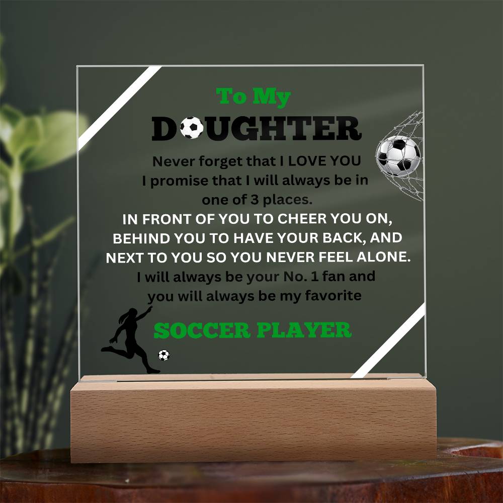 To My Daughter / No.1 Soccer Player / Gift from Mom / Gift from Dad / Acrylic Plaque with LED light