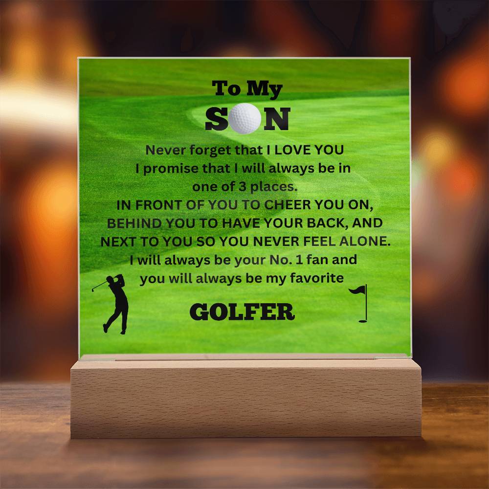 To My Son / No.1 Golfer / Gift from Mom / Gift from Dad / Acrylic Plaque with LED light