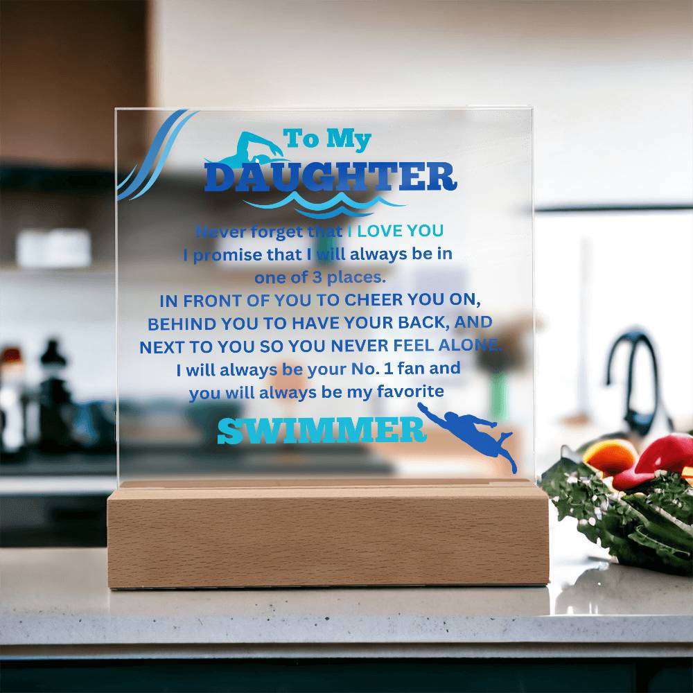 To My Daughter / No. 1 Swimmer / Gift from Mom / Gift from Dad / Acrylic Plaque with LED light