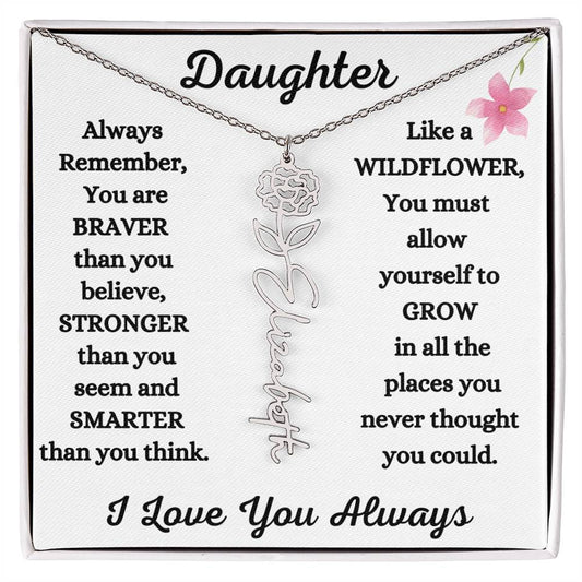 Daughter / Gift from Mom / Gift from Dad / Flower Name Necklace