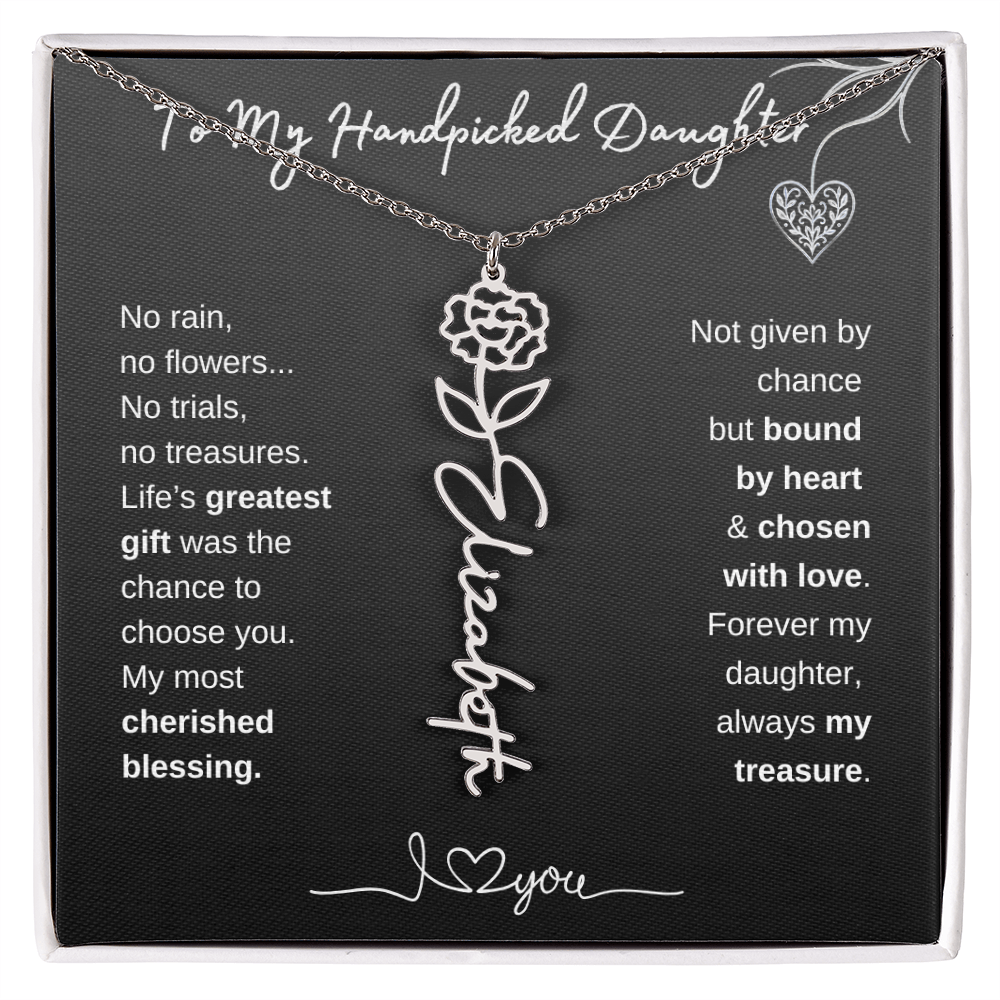 To My Handpicked Daughter / Personalized Birth Flower Name Necklace
