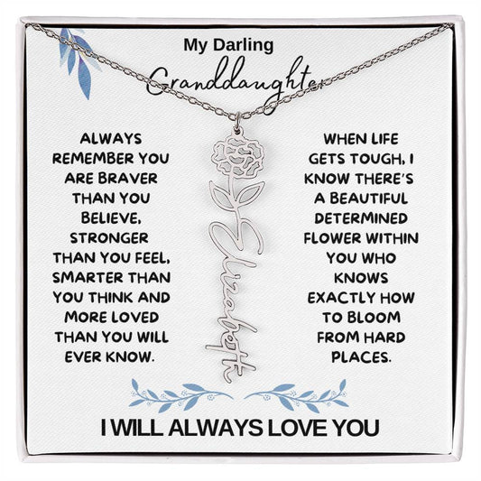 My Darling Granddaughter / Gift from Grandma / Gift from Grandpa / Flower Name Necklace