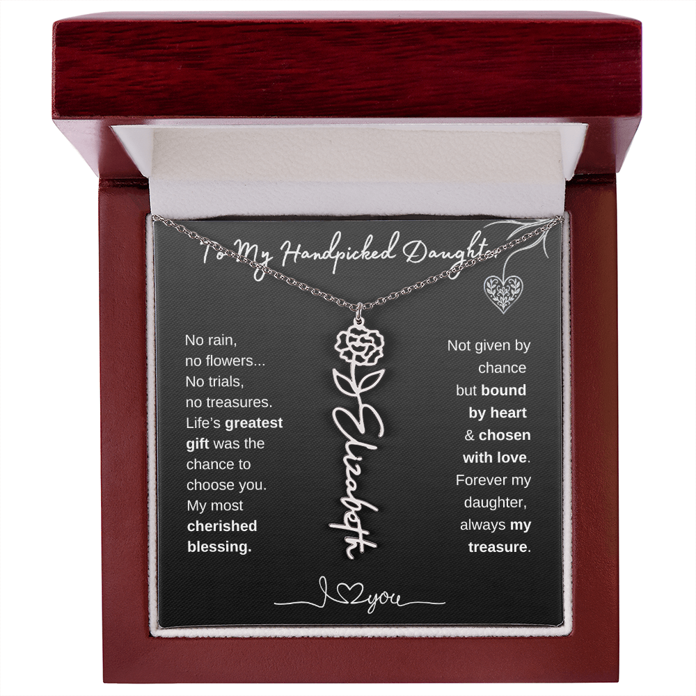 To My Handpicked Daughter / Personalized Birth Flower Name Necklace