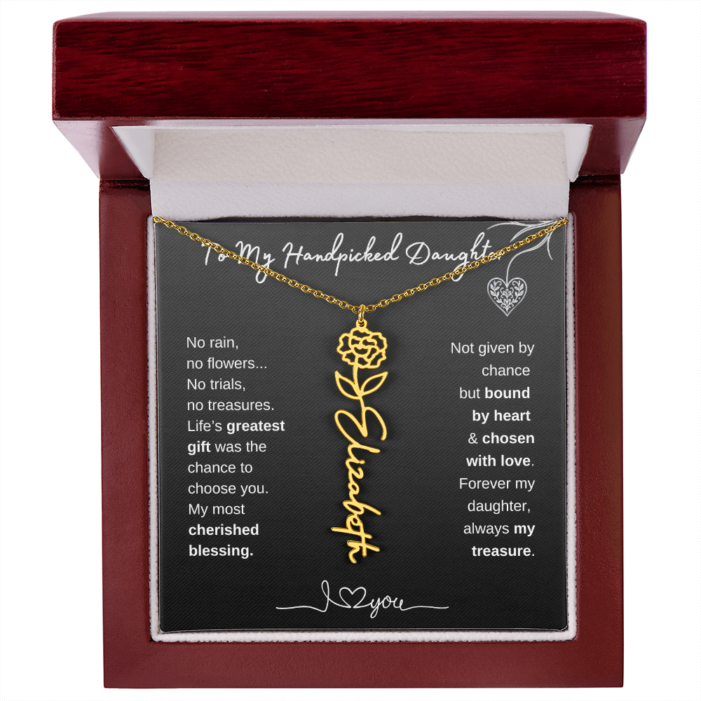 To My Handpicked Daughter / Personalized Birth Flower Name Necklace