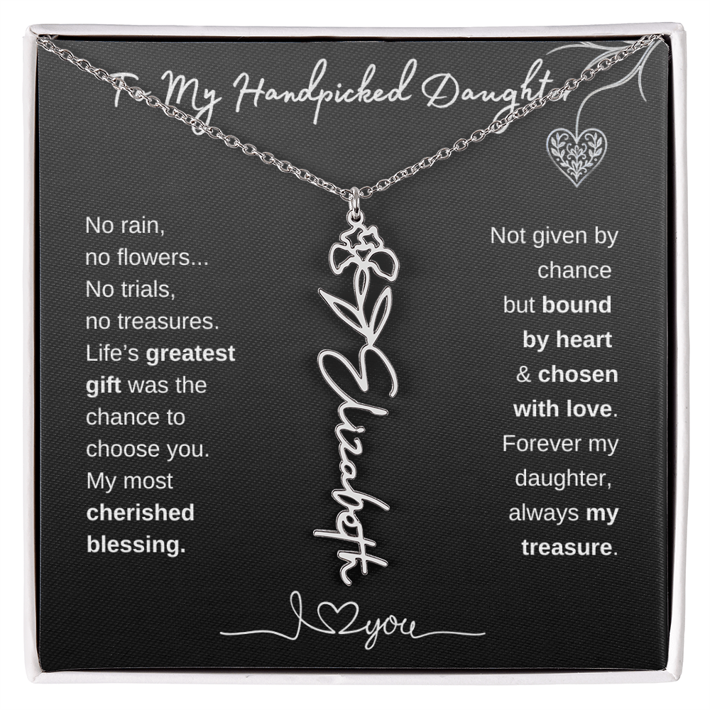 To My Handpicked Daughter / Personalized Birth Flower Name Necklace