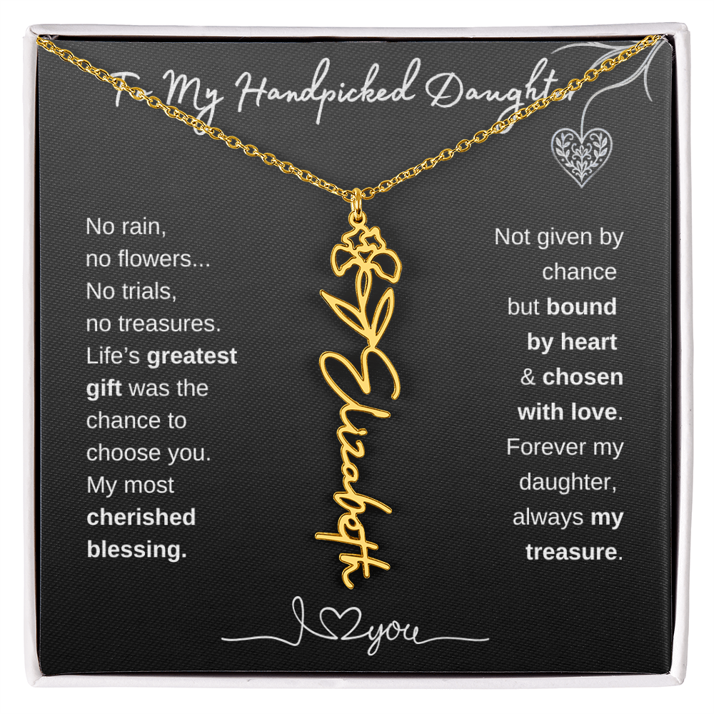To My Handpicked Daughter / Personalized Birth Flower Name Necklace