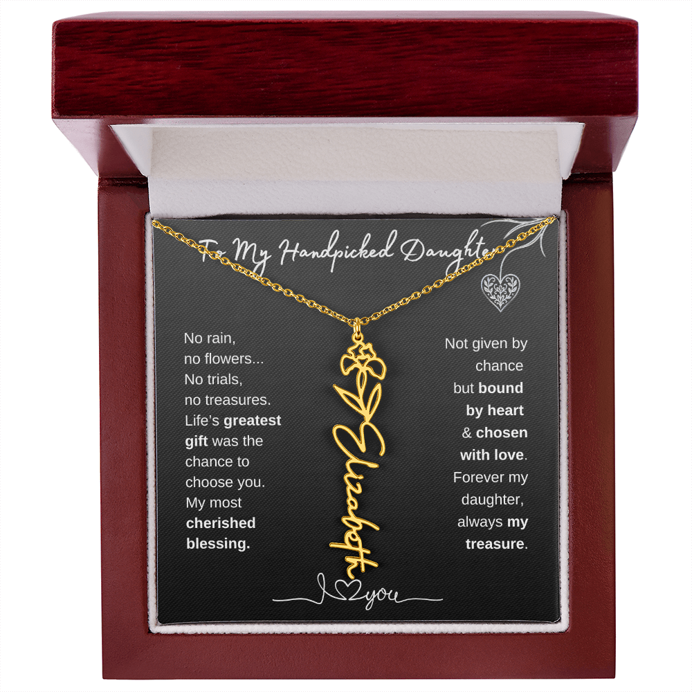 To My Handpicked Daughter / Personalized Birth Flower Name Necklace