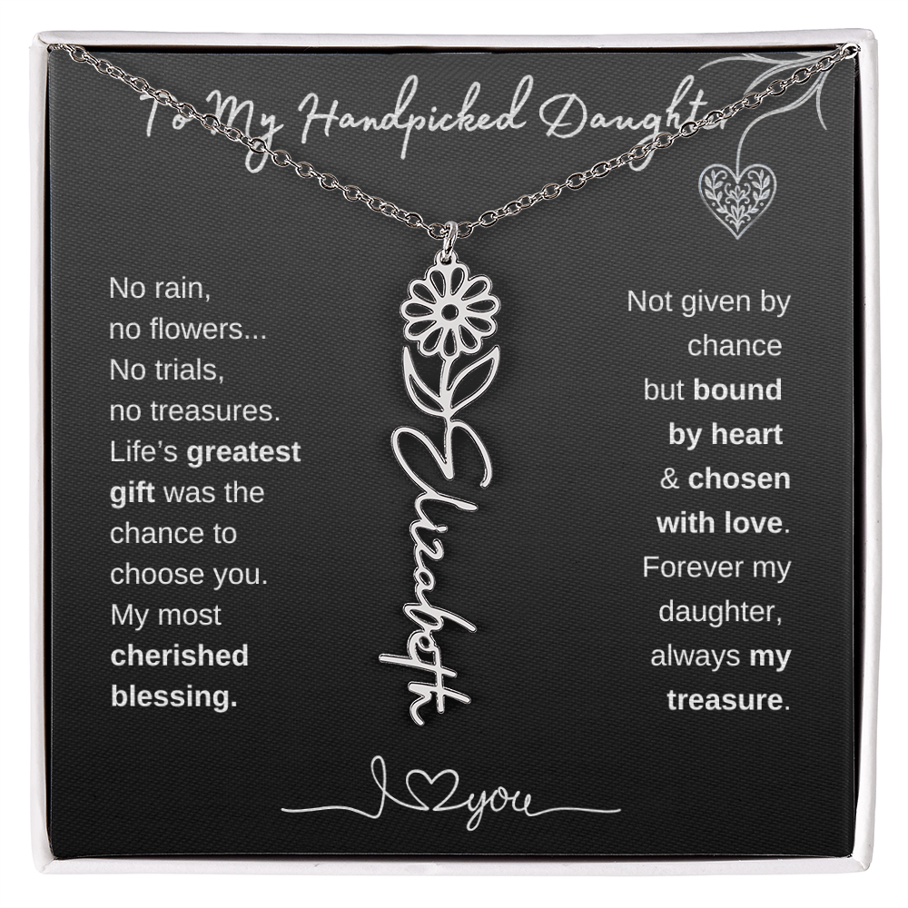 To My Handpicked Daughter / Personalized Birth Flower Name Necklace