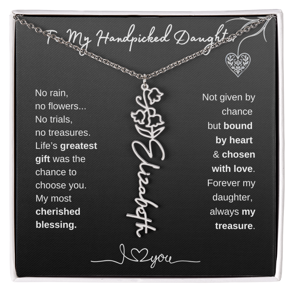 To My Handpicked Daughter / Personalized Birth Flower Name Necklace