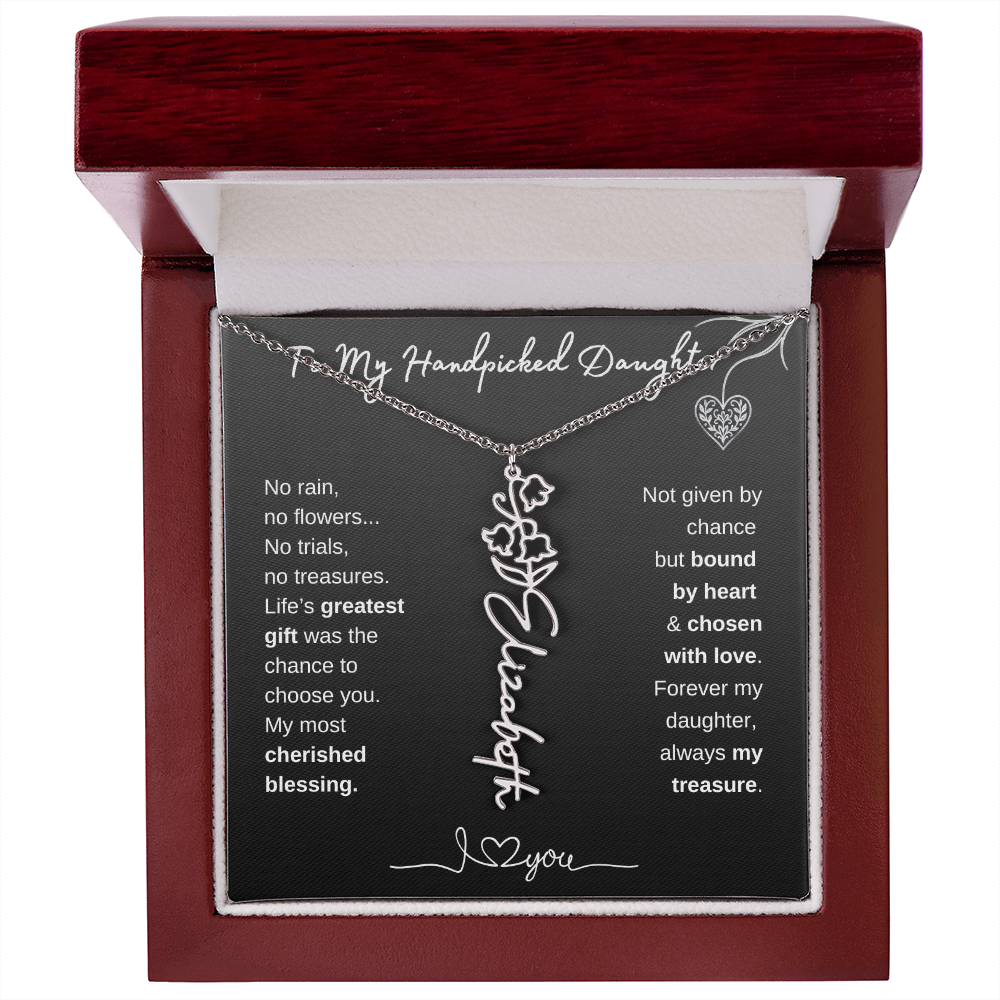 To My Handpicked Daughter / Personalized Birth Flower Name Necklace