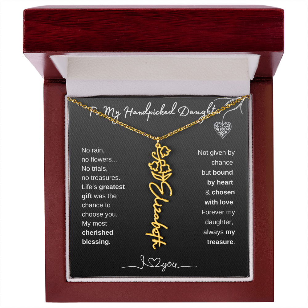 To My Handpicked Daughter / Personalized Birth Flower Name Necklace