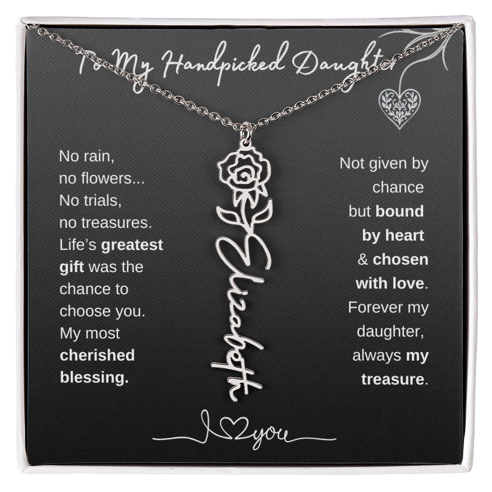 To My Handpicked Daughter / Personalized Birth Flower Name Necklace