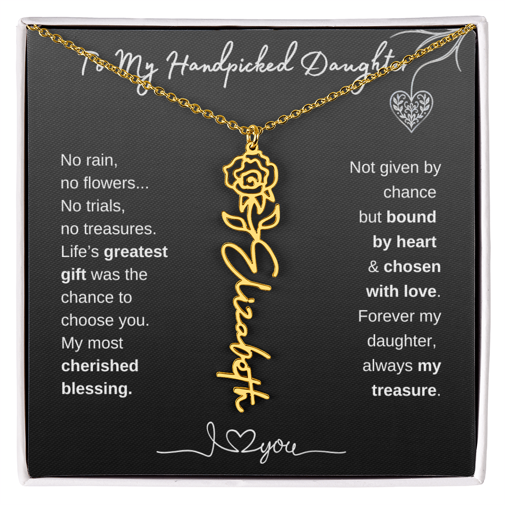 To My Handpicked Daughter / Personalized Birth Flower Name Necklace