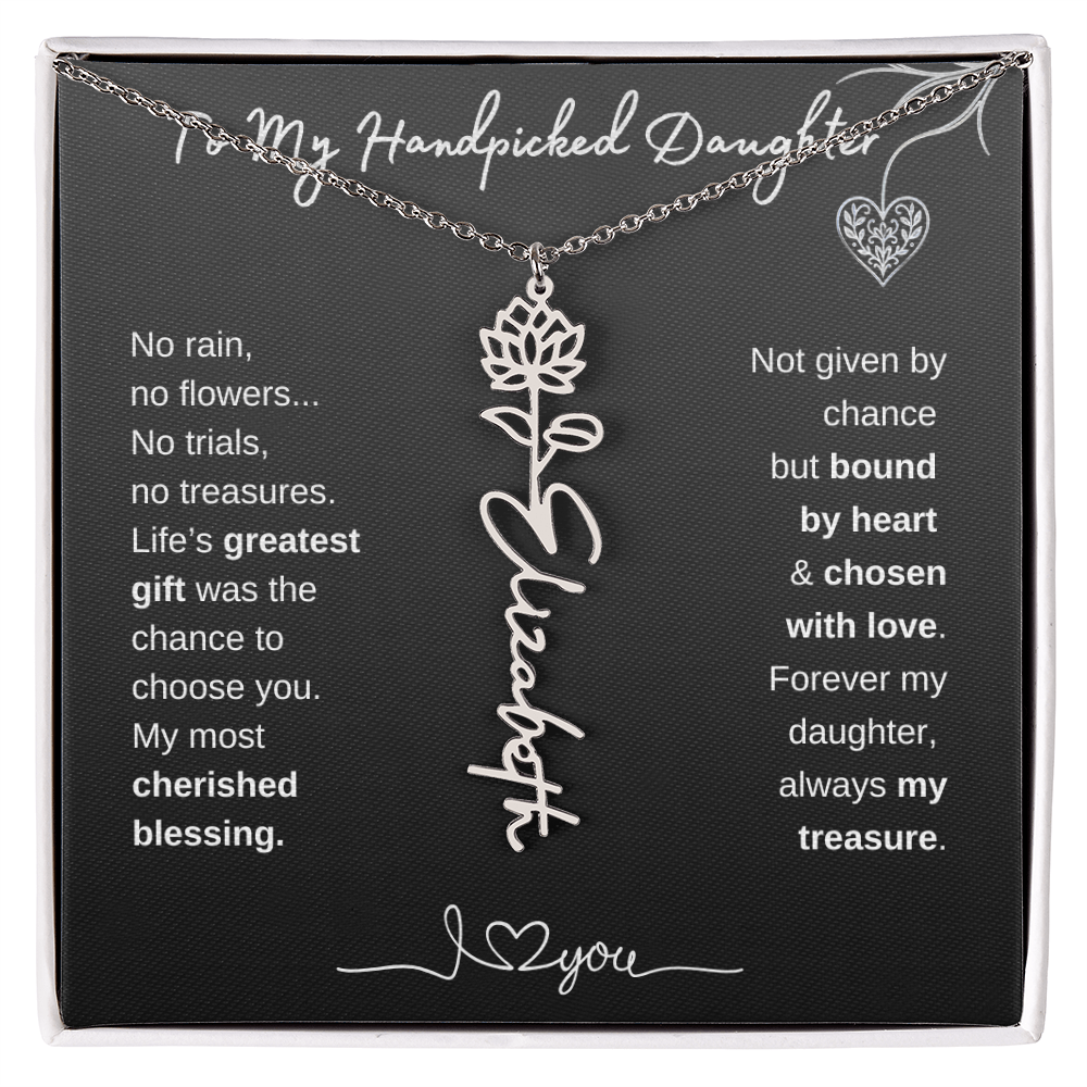 To My Handpicked Daughter / Personalized Birth Flower Name Necklace