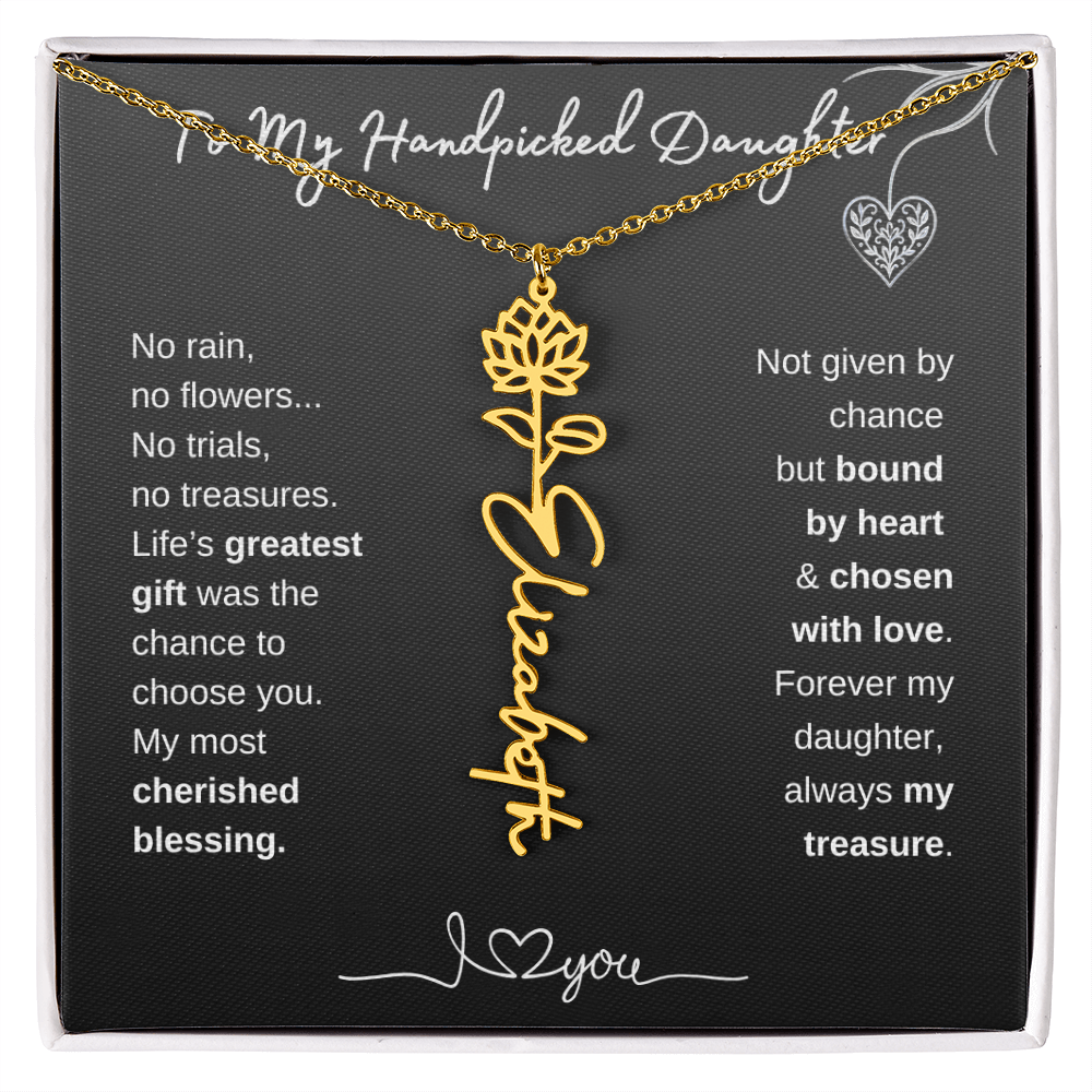 To My Handpicked Daughter / Personalized Birth Flower Name Necklace