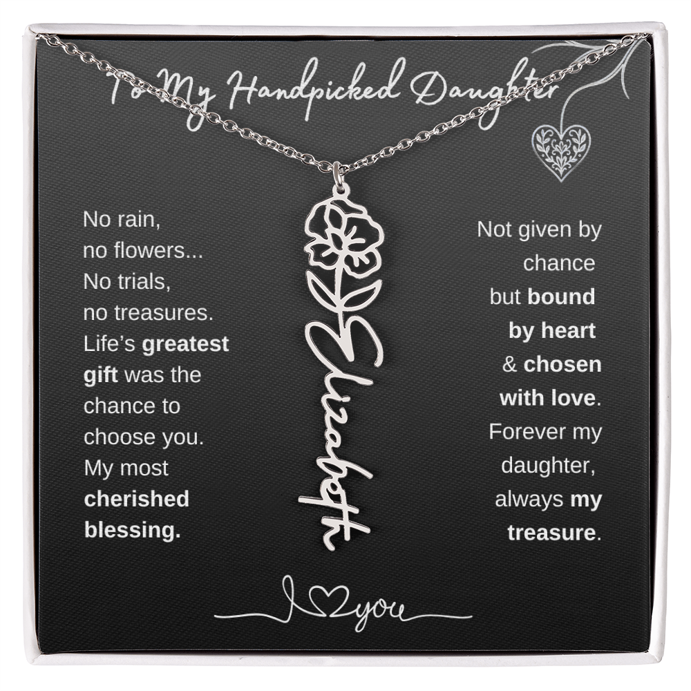 To My Handpicked Daughter / Personalized Birth Flower Name Necklace
