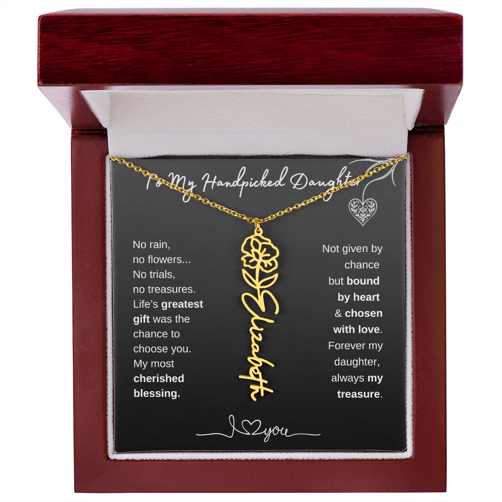 To My Handpicked Daughter / Personalized Birth Flower Name Necklace