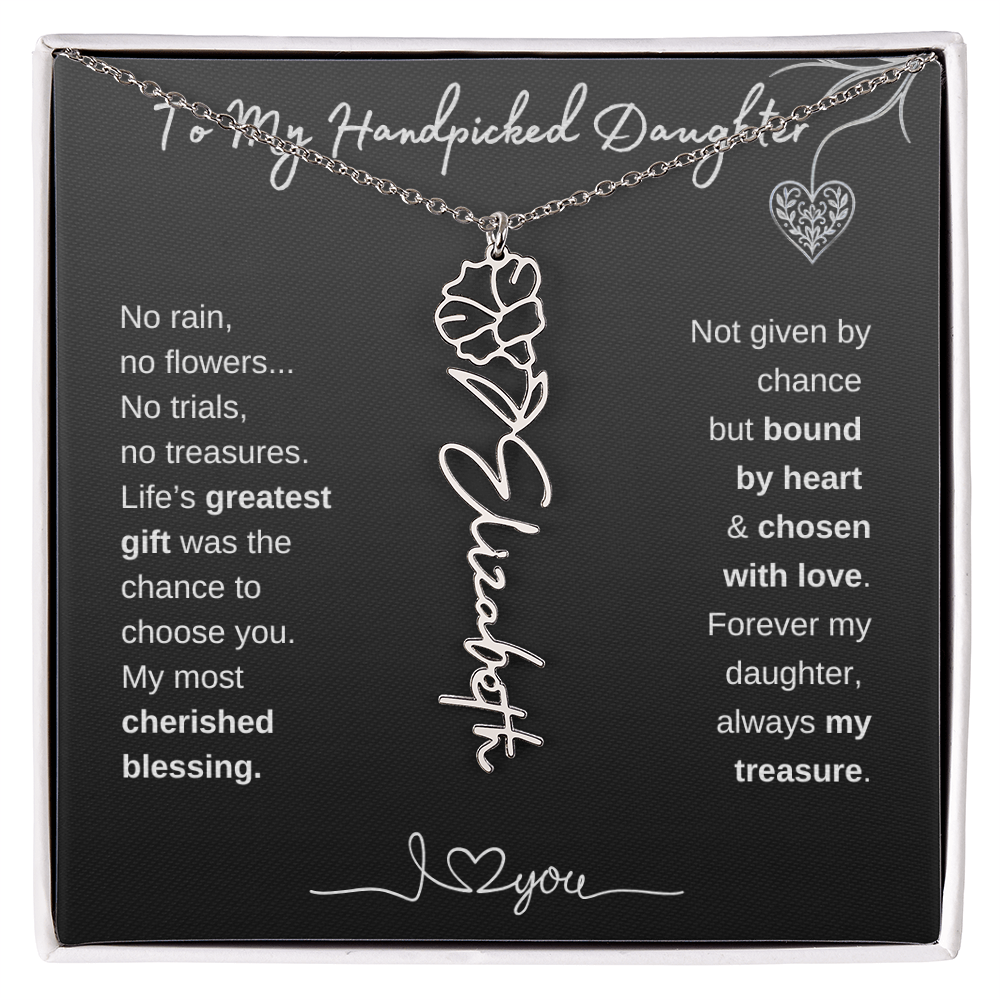 To My Handpicked Daughter / Personalized Birth Flower Name Necklace