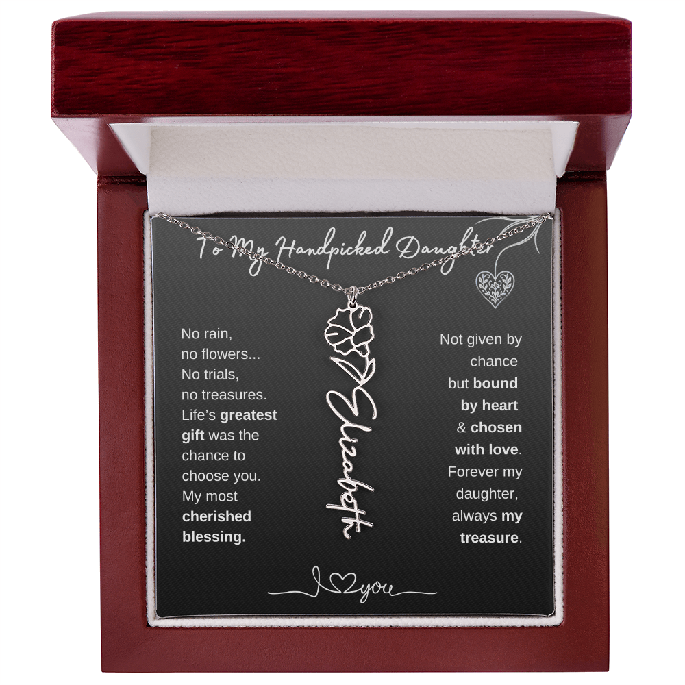 To My Handpicked Daughter / Personalized Birth Flower Name Necklace