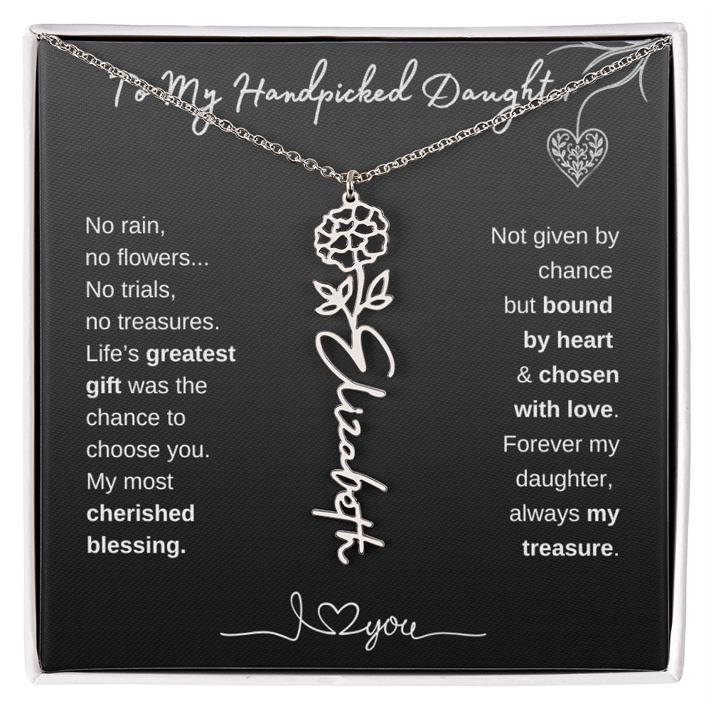 To My Handpicked Daughter / Personalized Birth Flower Name Necklace