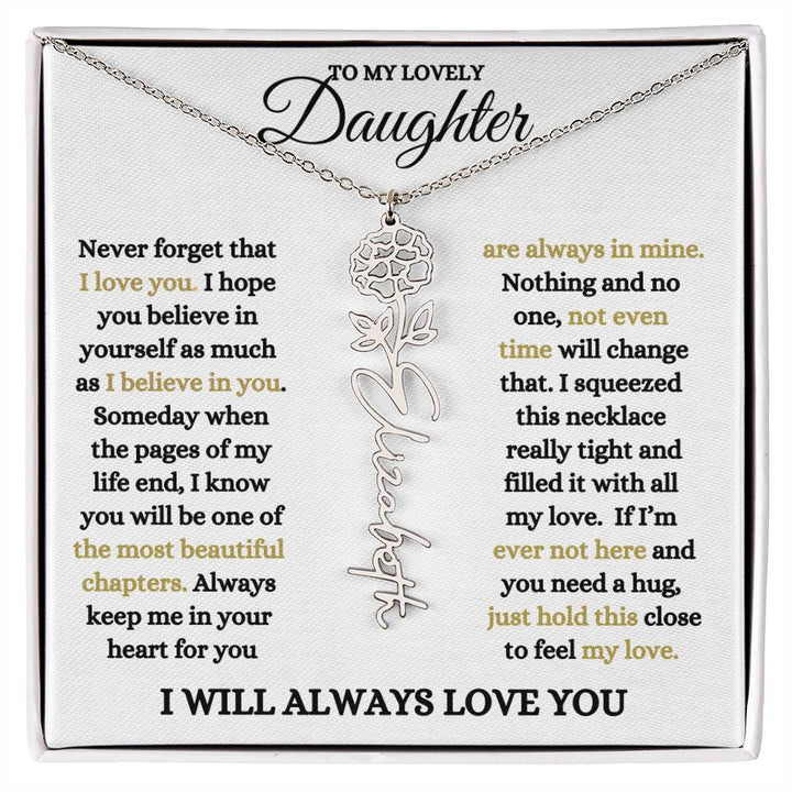 To My Lovely Daughter / Gift from Mom / Gift from Day / Flower Name Necklace