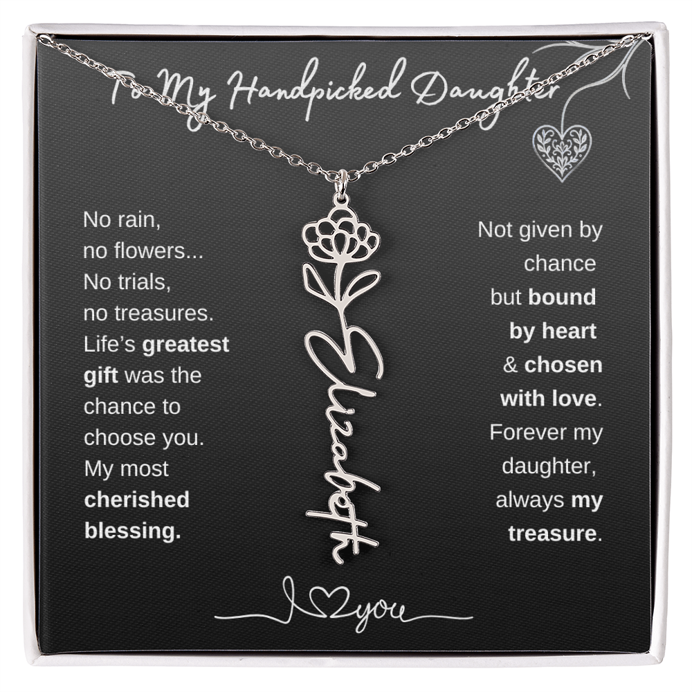 To My Handpicked Daughter / Personalized Birth Flower Name Necklace