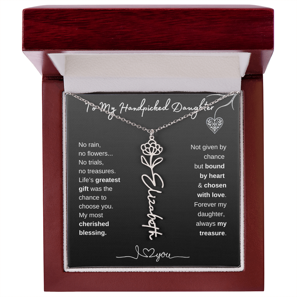 To My Handpicked Daughter / Personalized Birth Flower Name Necklace