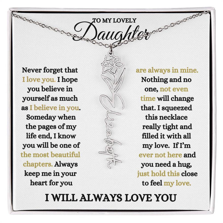 To My Lovely Daughter / Gift from Mom / Gift from Day / Flower Name Necklace
